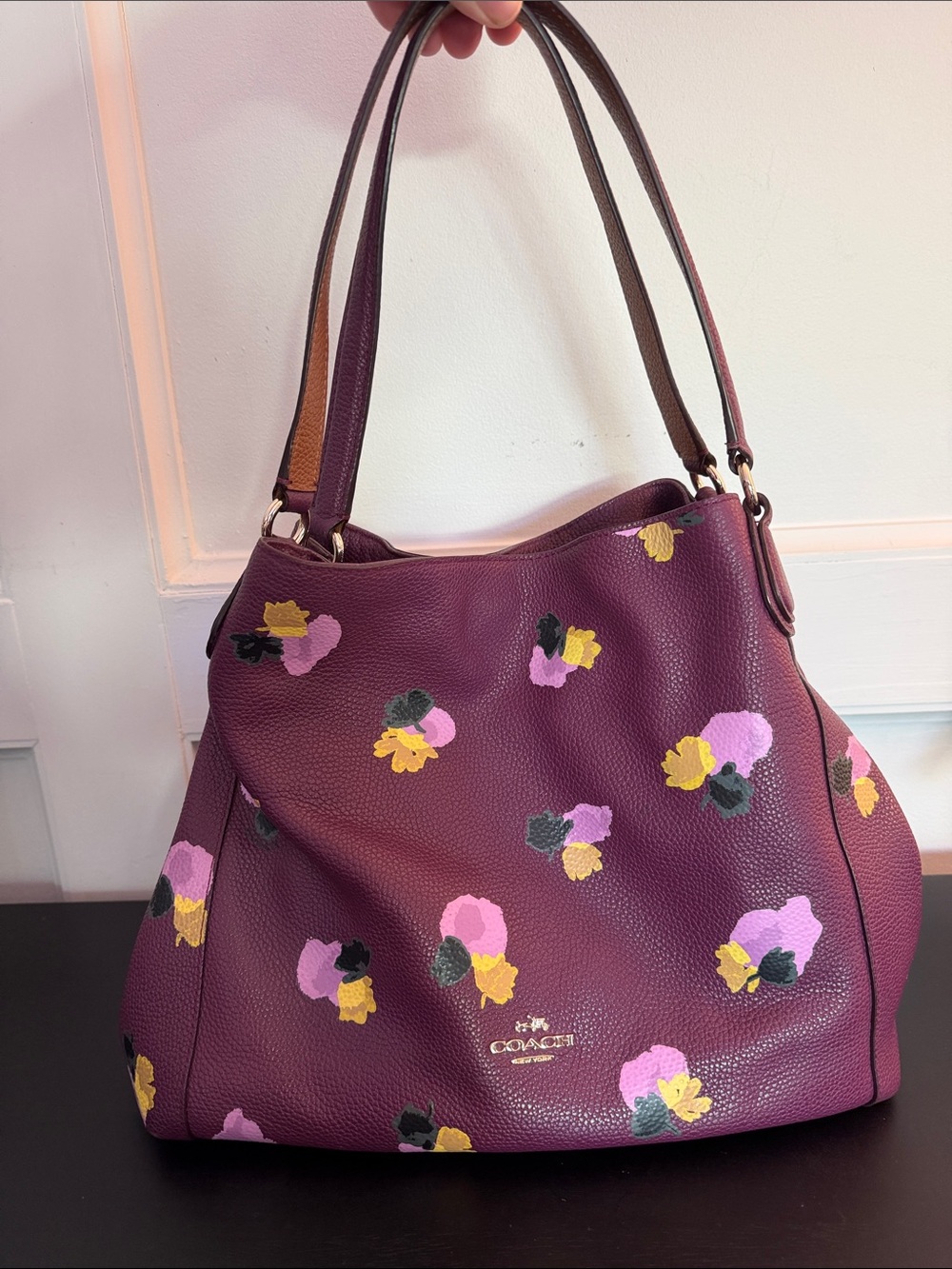 Coach Edie Shoulder Bag 31 in Plum Floral design